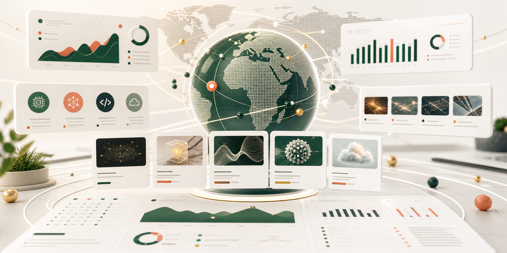 Digital trend radar dashboard showing global AI and software signals